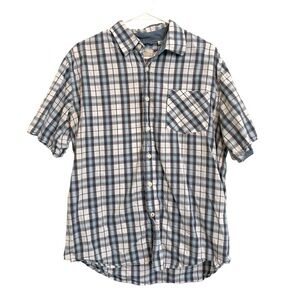 2/$30 Weatherproof Vintage Men’s Plaid Button-Up Shirt Blue Gray White Size M